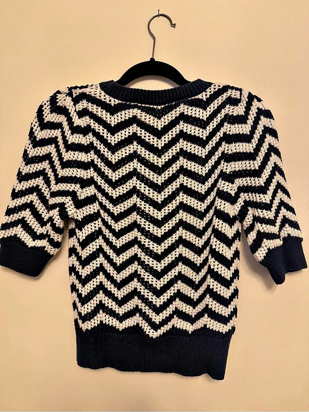 White + Warren Chevron Cotton Sweater Size XS - Picture 2 of 6